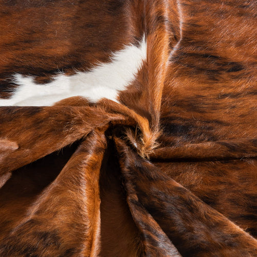 Tricolor Brindle Mix Cowhide Rug Size 6'10" L x 6'6" W 8184