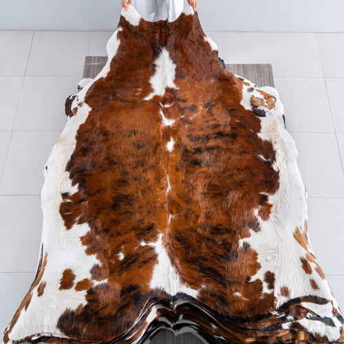 Tricolor Cowhide Rug Size 7'8" L x 6'10" W 8188