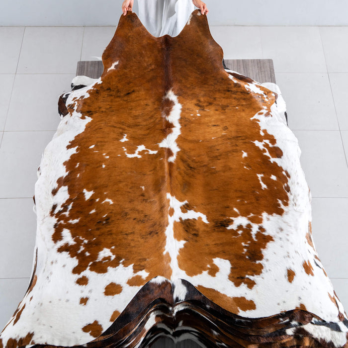 Tricolor Cowhide Rug Size 7'4" L x 6'10" W 8191