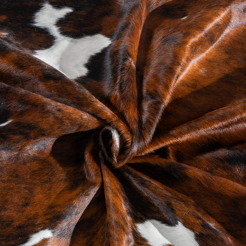 Tricolor Brindle Mix Cowhide Rug Size 8'0" L x 6'8" W 8195
