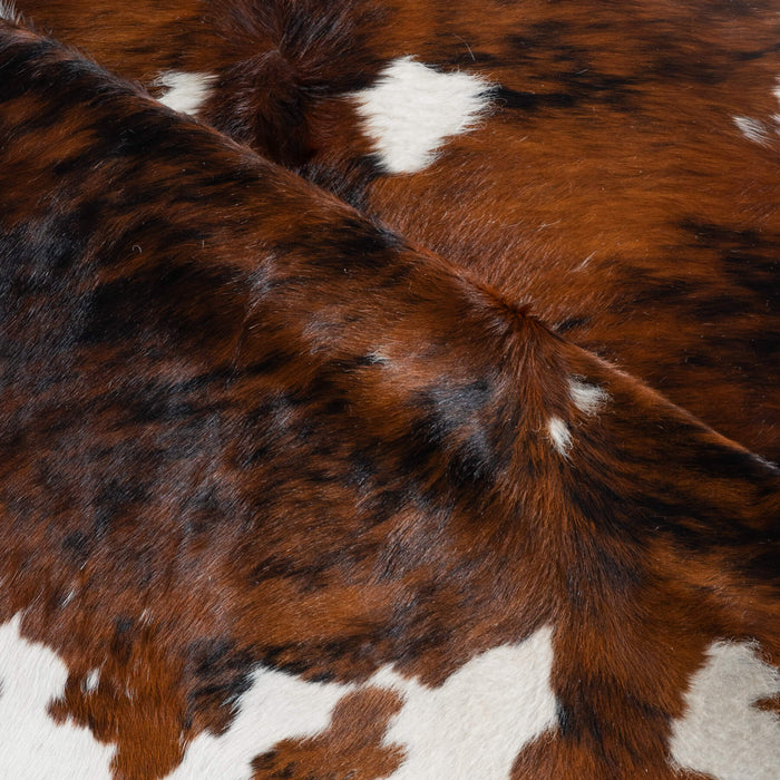 Tricolor Brindle Mix Cowhide Rug Size 7'6" L x 6'3" W 8202