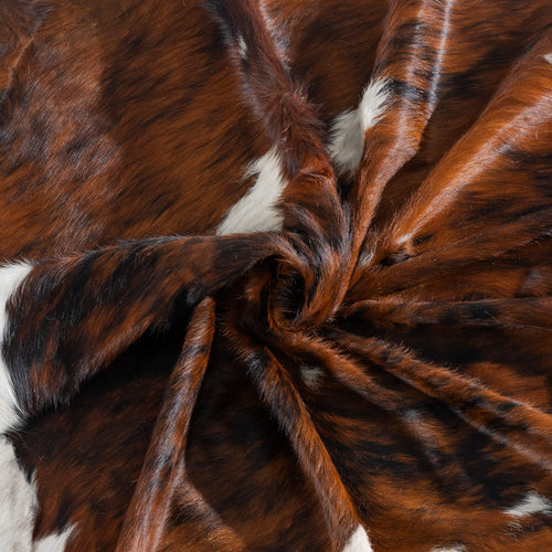 Tricolor Brindle Mix Cowhide Rug Size 7'6" L x 6'3" W 8202
