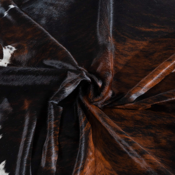 Tricolor Brindle Mix Cowhide Rug Size 7'10" L x 6'9" W 8206