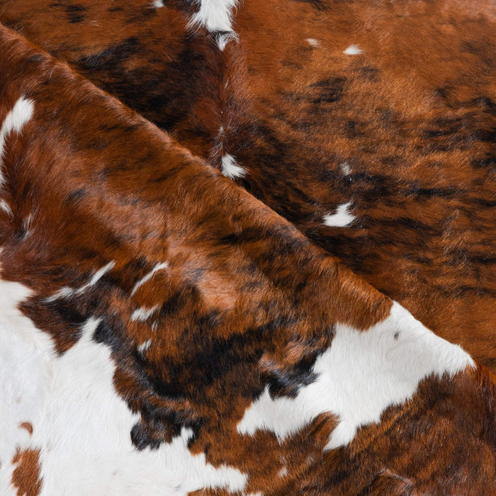 Tricolor Brindle Mix Cowhide Rug Size 8'2" L x 6'11" W 8218