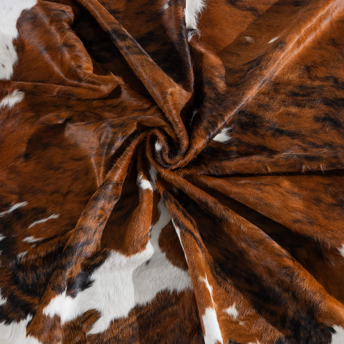 Tricolor Brindle Mix Cowhide Rug Size 8'2" L x 6'11" W 8218