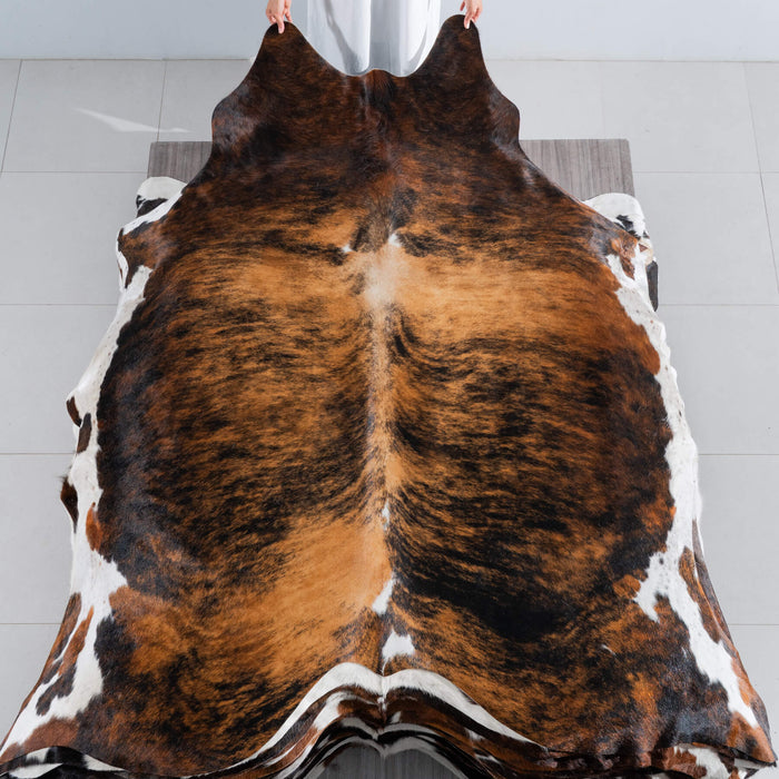 Brindle White Belly Cowhide Rug Size 7'11" L x 7'4" W 8219