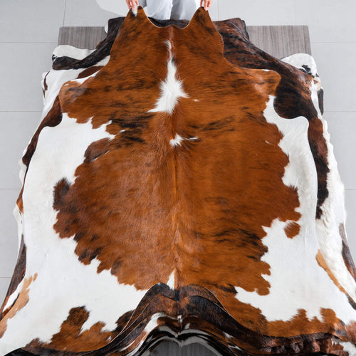 Tricolor Cowhide Rug Size 6'6" L x 6'5" W 8221