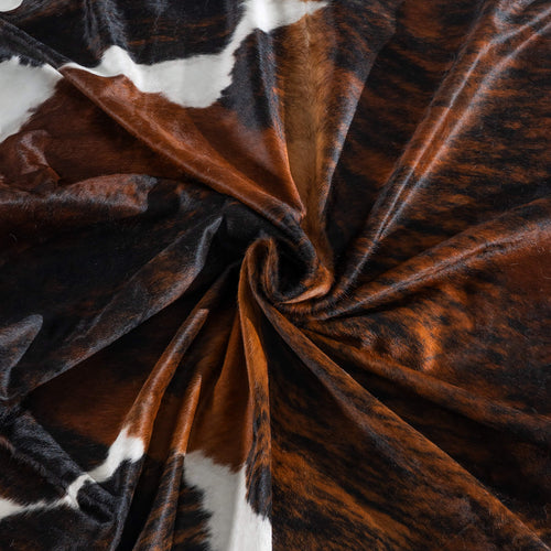 Tricolor Brindle Mix Cowhide Rug Size 8'7" L x 7'6" W 8222