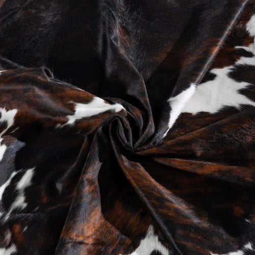 Tricolor Brindle Mix Cowhide Rug Size 7'3" L x 6'10" W 8225