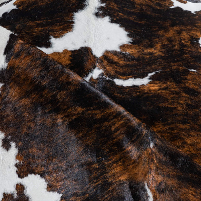 Tricolor Brindle Mix Cowhide Rug Size 7'10" L x 6'8" W 8231