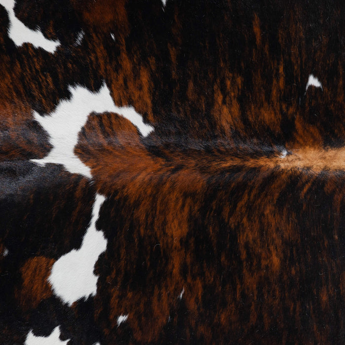 Tricolor Brindle Mix Cowhide Rug Size 7'8" L x 7'0" W 8232