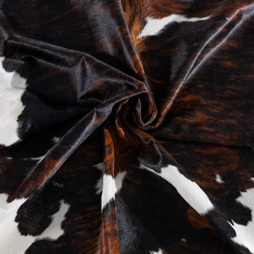 Tricolor Brindle Mix Cowhide Rug Size 7'8" L x 7'0" W 8232