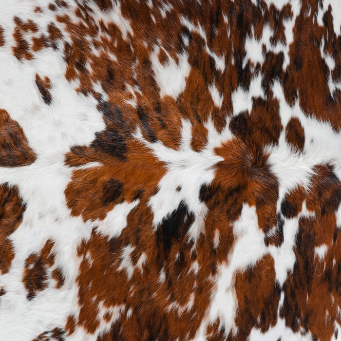 White Tricolor Cowhide Rug Size 7'3" L x 6'8" W 8234