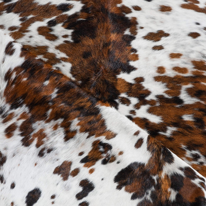 White Tricolor Cowhide Rug Size 7'8" L x 6'7" W 8240