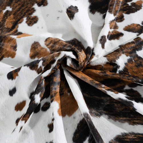 White Tricolor Cowhide Rug Size 7'2" L x 6'6" W 8241