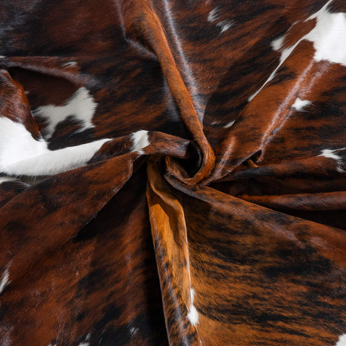 Tricolor Brindle Mix Cowhide Rug Size 7'9" L x 6'7" W 8242