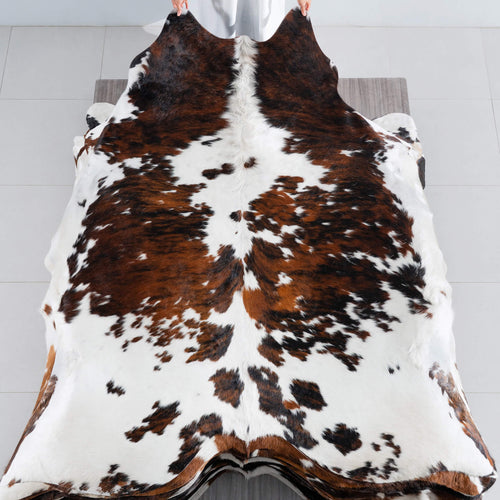 Tricolor Cowhide Rug Size 7'9" L x 7'1" W 8244