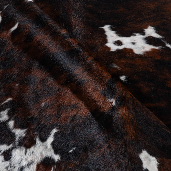 Dark Tricolor Cowhide Rug Size 7'9" L x 7'0" W 8251