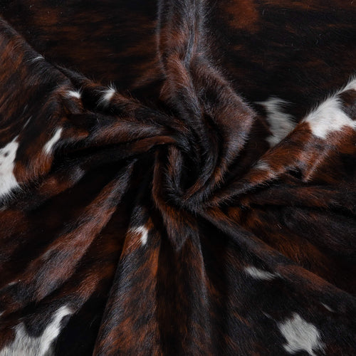 Dark Tricolor Cowhide Rug Size 7'9" L x 7'0" W 8251