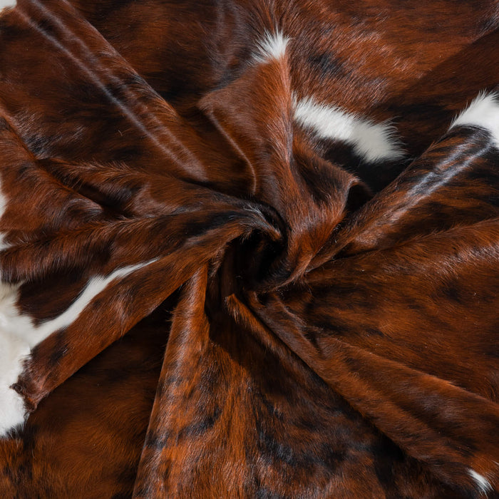 Tricolor Brindle Mix Cowhide Rug Size 7'6" L x 7'2" W 8252