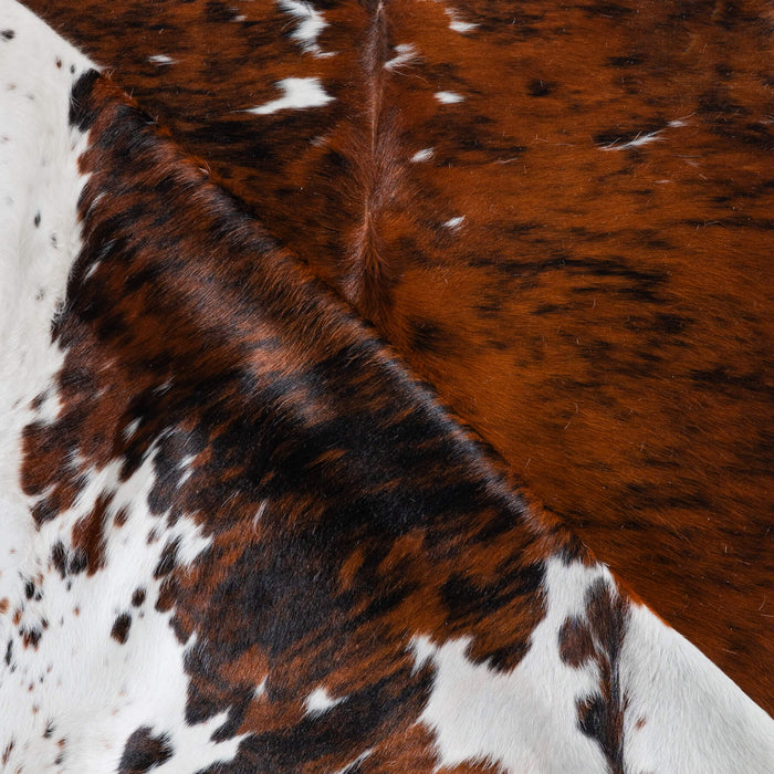 Tricolor Brindle Mix Cowhide Rug Size 6'8" L x 6'4" W 8256