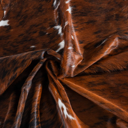 Tricolor Brindle Mix Cowhide Rug Size 6'8" L x 6'4" W 8256
