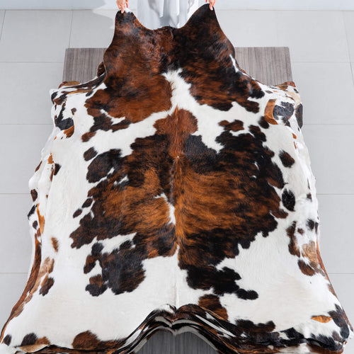 Tricolor Cowhide Rug Size 7'7" L x 6'9" W 8257