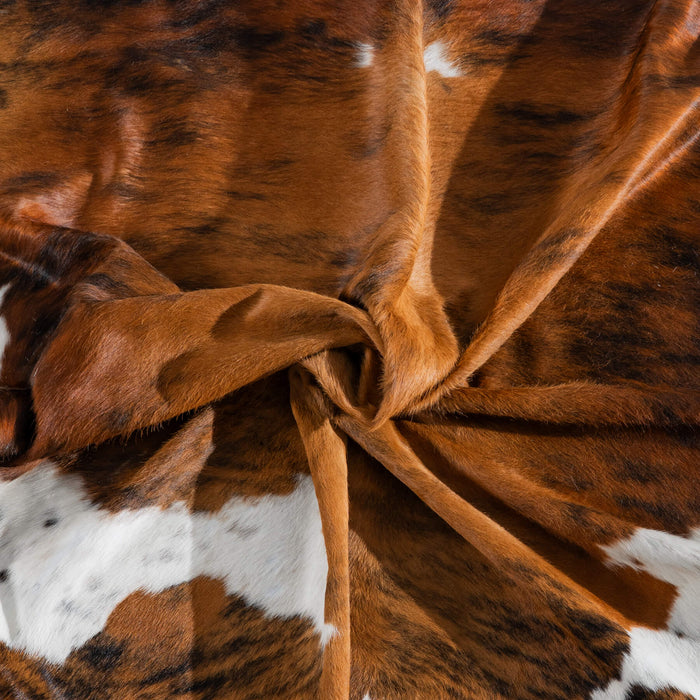 Tricolor Brindle Mix Cowhide Rug Size 7'6" L x 6'0" W 8258