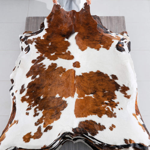Tricolor Cowhide Rug Size 7'6" L x 6'11" W 8260