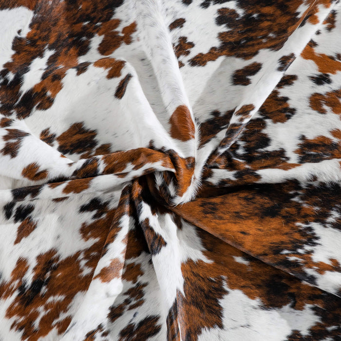 White Tricolor Cowhide Rug Size 7'4" L x 6'10" W 8262