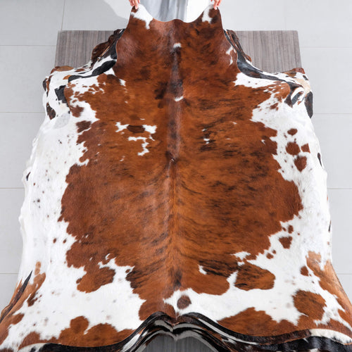 Tricolor Brindle Mix Cowhide Rug Size 7'2" L x 7'0" W 8263