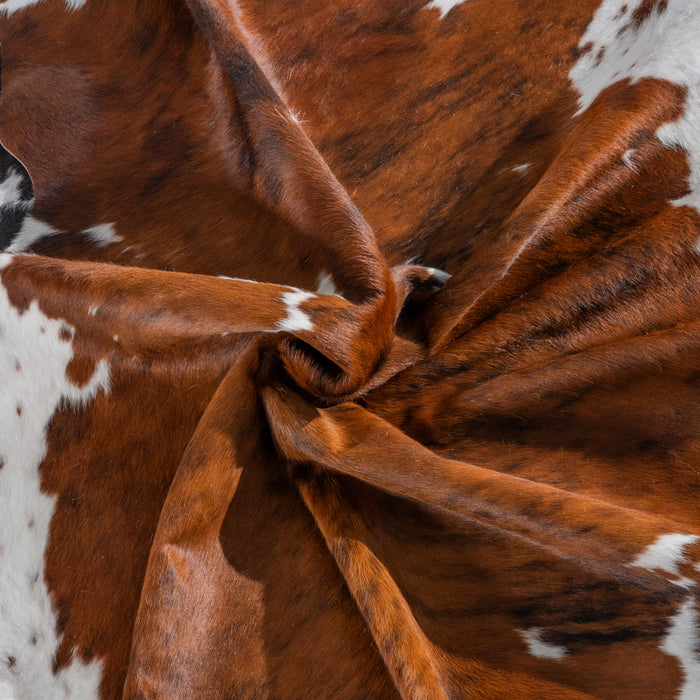 Tricolor Brindle Mix Cowhide Rug Size 7'2" L x 7'0" W 8263