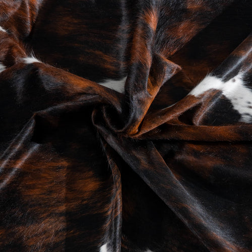 Tricolor Brindle Mix Cowhide Rug Size 7'3" L x 6'8" W 8268