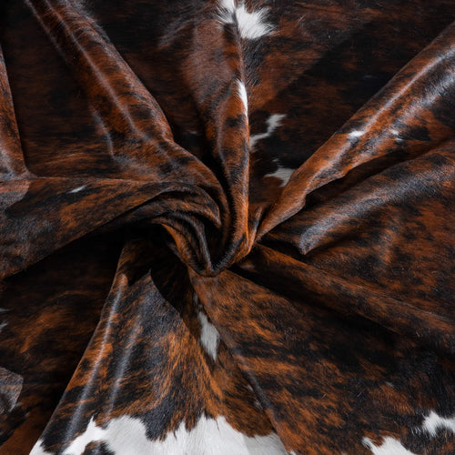 Tricolor Brindle Mix Cowhide Rug Size 7'8" L x 6'10" W 8270
