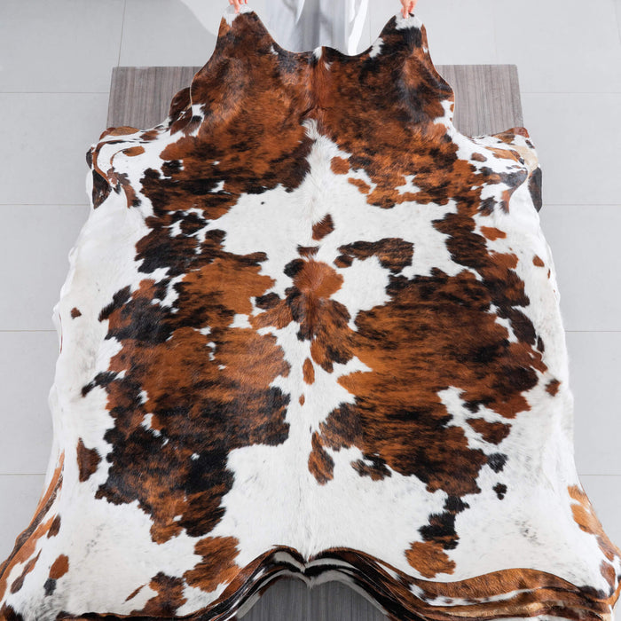 Tricolor Cowhide Rug Size 7'7" L x 6'8" W 8276