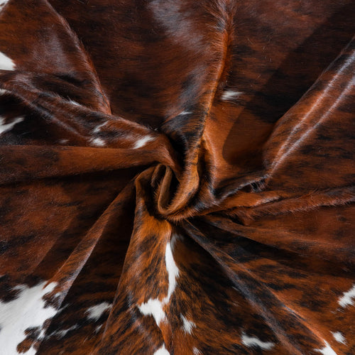 Tricolor Brindle Mix Cowhide Rug Size 8'2" L x 6'9" W 8281