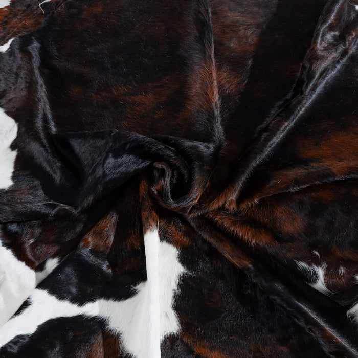 Tricolor Brindle Mix Cowhide Rug Size 8'0" L x 6'4" W 8285
