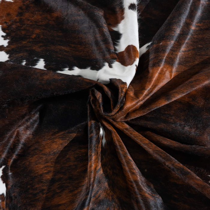 Tricolor Brindle Mix Cowhide Rug Size 7'10" L x 7'1" W 8286