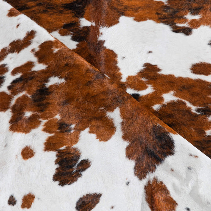White Tricolor Cowhide Rug Size 7'3" L x 6'7" W 8288