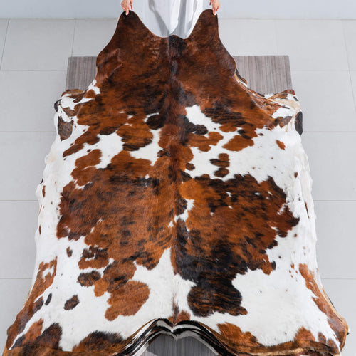 Tricolor Cowhide Rug Size 7'10" L x 7'0" W 8289