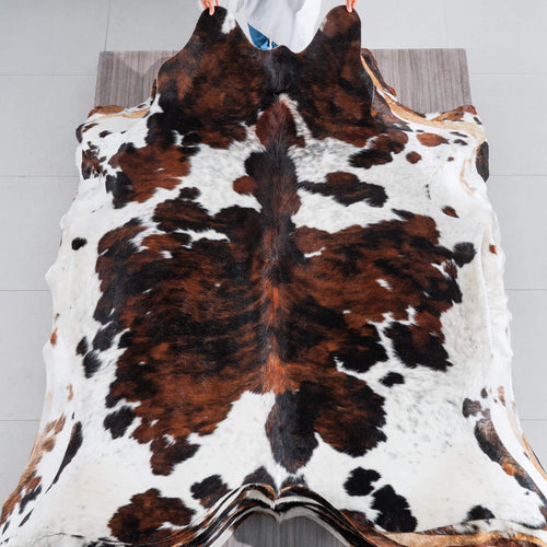 Tricolor Cowhide Rug Size 7'3" L x 6'4" W 8293