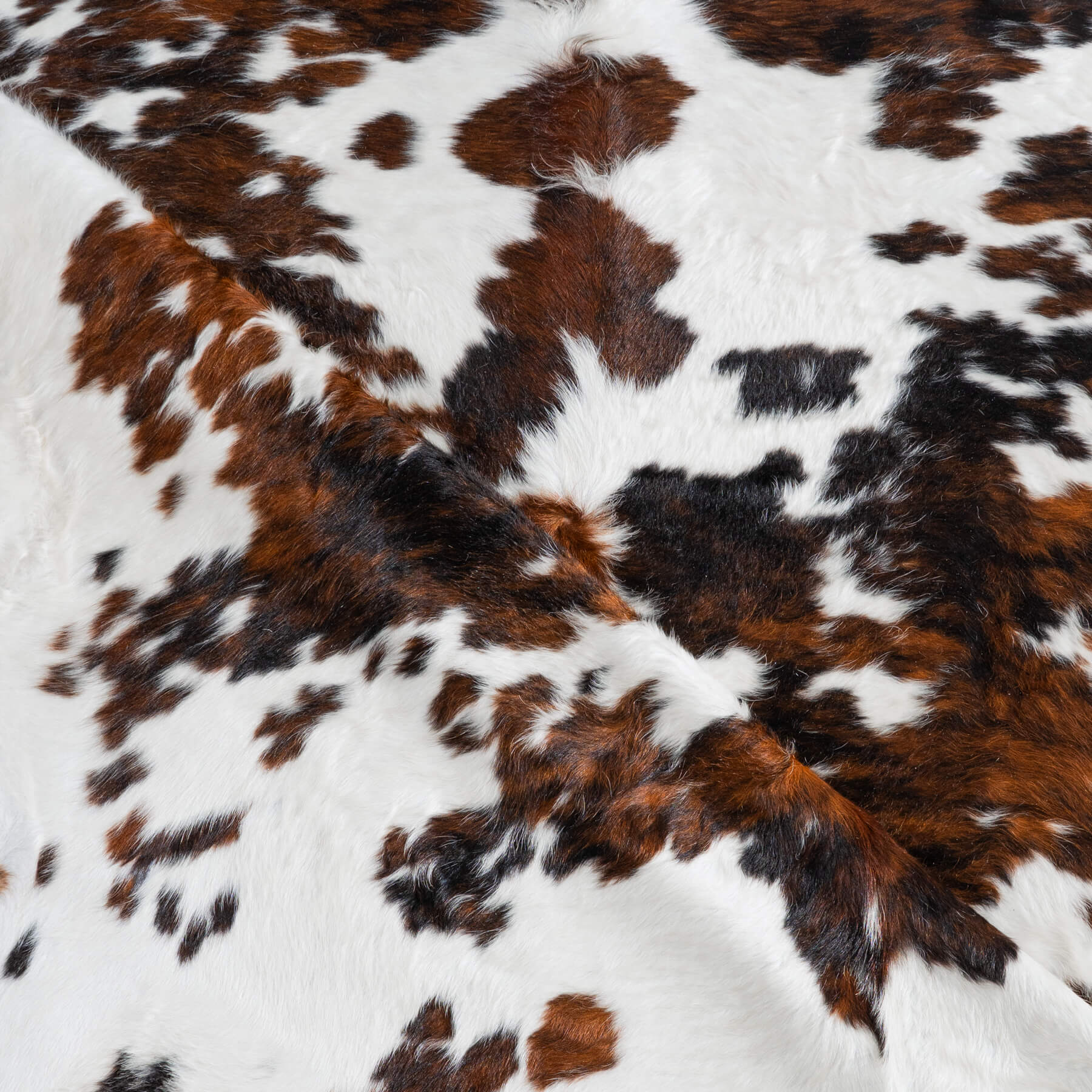 White Tricolor Cowhide Rug Size 7'6