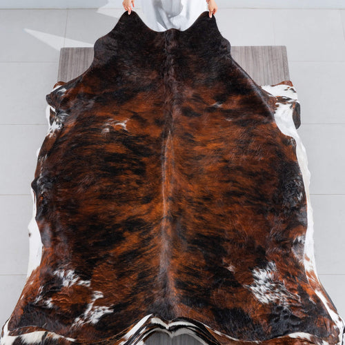 Dark Brindle Cowhide Rug Size 7'6" L x 6'5" W 8298