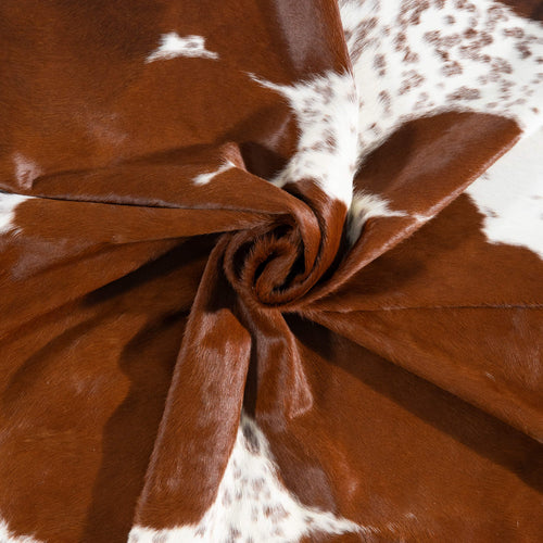 Brazilian Brown and White Cowhide Rug Size 7'8" L x 6'7" W 8311