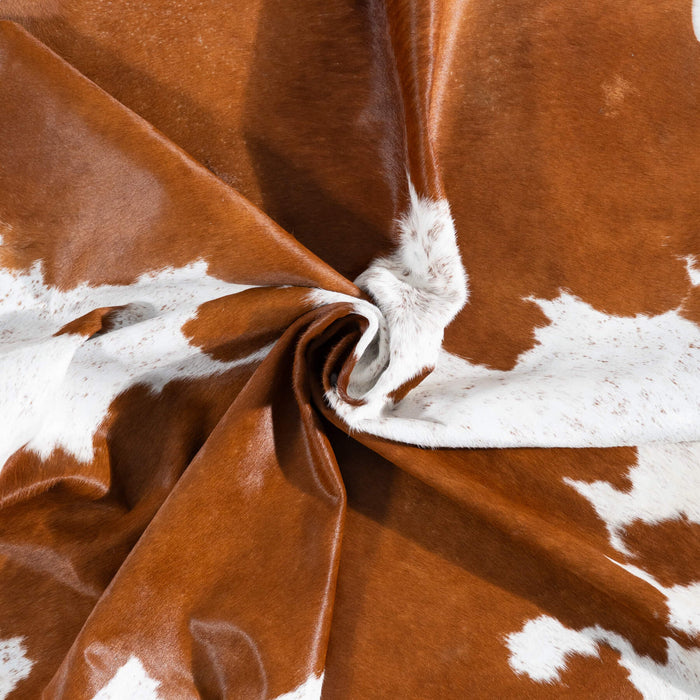 Brazilian Brown and White Cowhide Rug Size 7'5" L x 6'9" W 8314