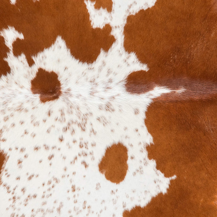 Brazilian Brown and White Cowhide Rug Size 7'8" L x 6'6" W 8316