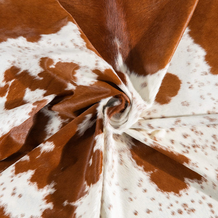 Brazilian Brown and White Cowhide Rug Size 7'8" L x 6'6" W 8316