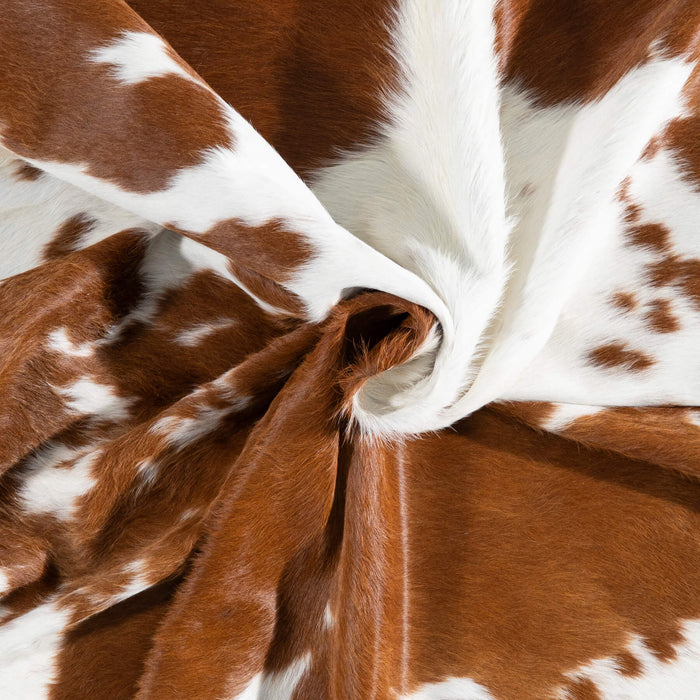 Brazilian Brown and White Cowhide Rug Size 6'9" L x 6'5" W 8317