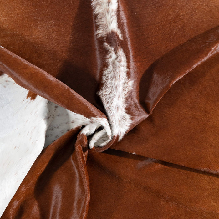 Brazilian Brown and White Cowhide Rug Size 6'8" L x 5'10" W 8363