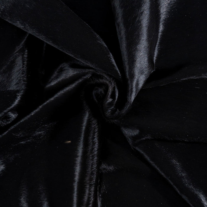 Brazilian Solid Black Cowhide Rug Size 7'2" L x 6'9" W 8407